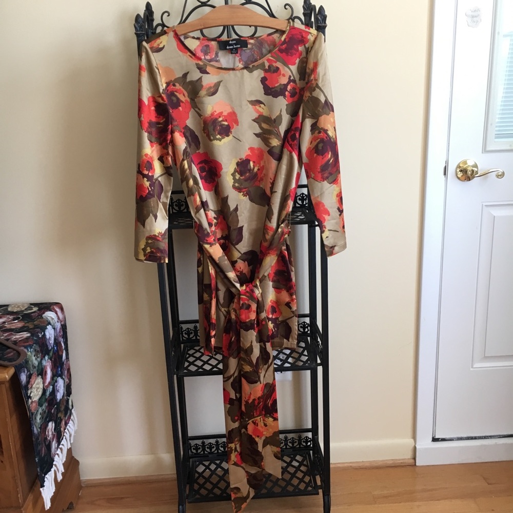 Dennis Basso Silky Floral Tie-Waist Tunic